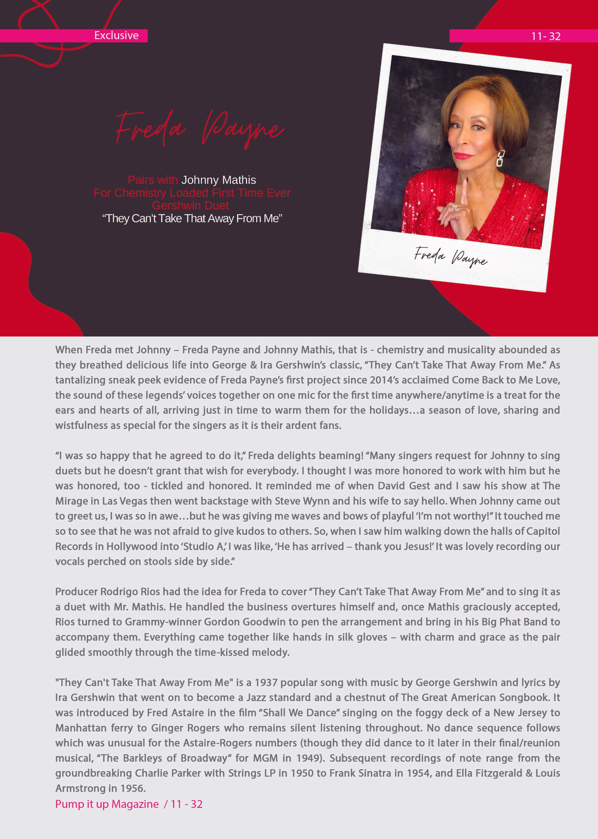 Freda Payne magazine interview spread page 1