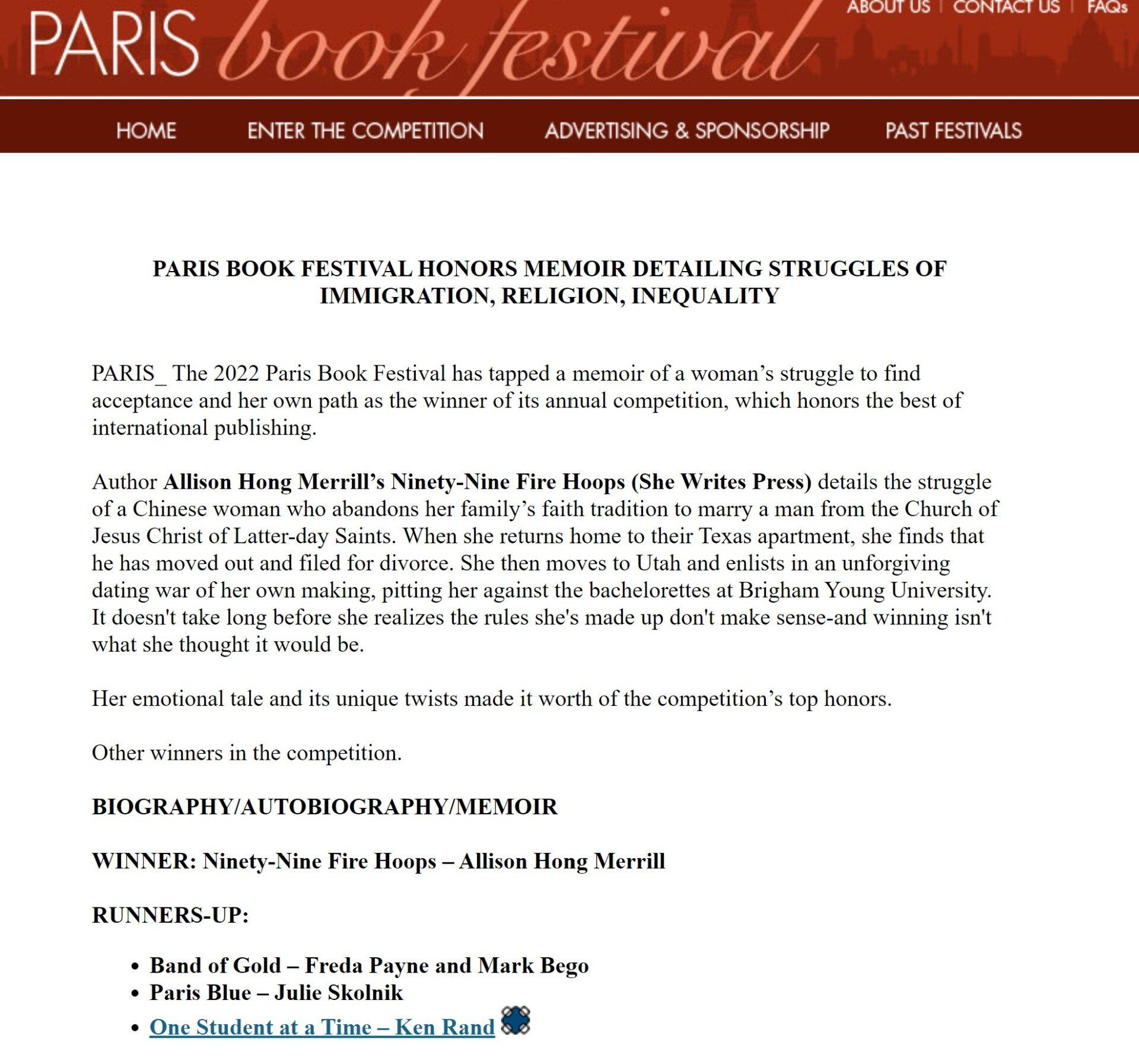 Freda Payne at Paris book festival